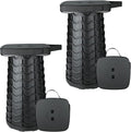 Boreeman Upgraded Collapsible Stool Square Portable Stool Lightweight Yet More Sturdy with Load Capacity 400lbs Perfect for Camping Fishing Hiking BBQ (1 2-Pack Black)