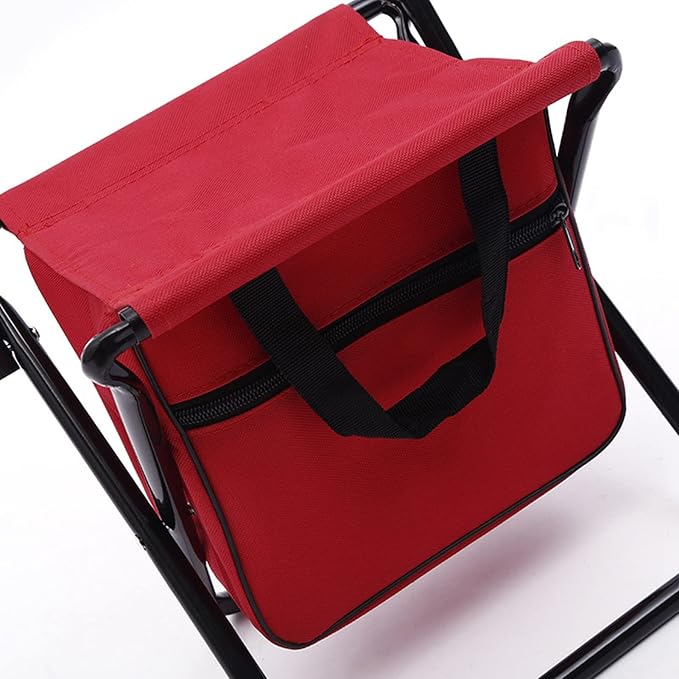 Portable Lightweight Folding Bag Chair Holds up to 225 lbs Steel Pipe &amp Oxford Cloth Soft Comfortable Fishing Chair with Pocket Bag Camping Stool Hiking Outdoors (Red)
