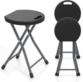 Goplus Folding Stool 3 Pack 18 inch Foldable Camping Stool for Adults with 440 lb Capacity Portable Plastic Fold up Stool Collapsible Round Stool with Handle for Fishing Hiking Gardening BBQ