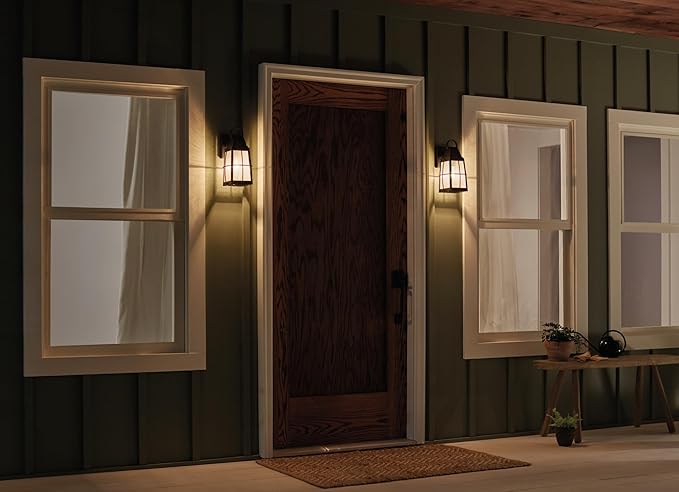 Kichler Tolerand 12 Outdoor Wall Light in Textured Black 1-Light Exterior Wall Sconce Porch Light with Clear Seeded Glass (12 H x 5.75 W) 49552BKT