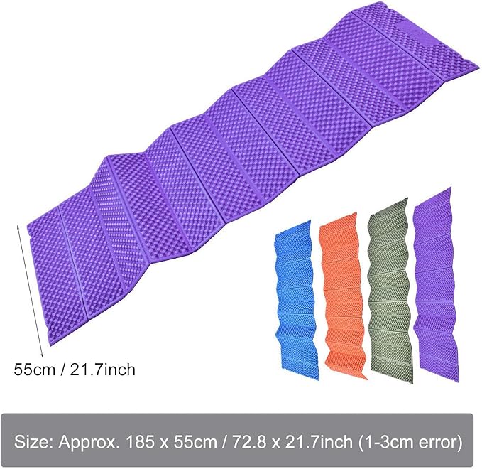 Restokki Foldable Sleeping pad Outdoor Foam Sleeping pad Camping Folding Beach Tent Sleeping Pad Waterproof Camping Mattress Sleeping pad Sleeping mat (Purple)