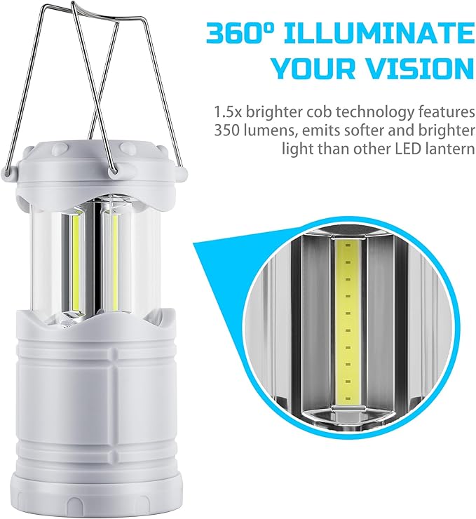 Lichamp LED Camping Lantern 4 Pack Battery Powered Flashlight for Power Outages Portable Collapsible Hanging Light Essential for Home Outdoor Emergency Lamp Survival Kit Gear for Hurricane B4LW
