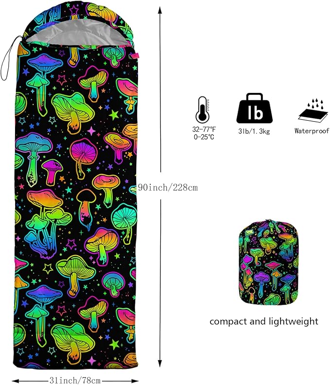 AILONEN Outer Space Astronaut Camping Sleeping BagsLightweight &amp Waterproof3 Season Warm &amp Cool WeatherCartoon Sleeping Bags for KidsBoys Girls TravellingOutdoors