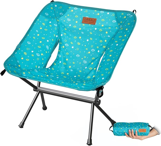 LACAL Protable Lightweight Chair for Youth Compact Folding Size 12.6“×4.3 Only Weights 1.6lbs 600D Oxford Fabric Durable Aluminum Alloy Frame Easy to Storage &amp Carry(Green)