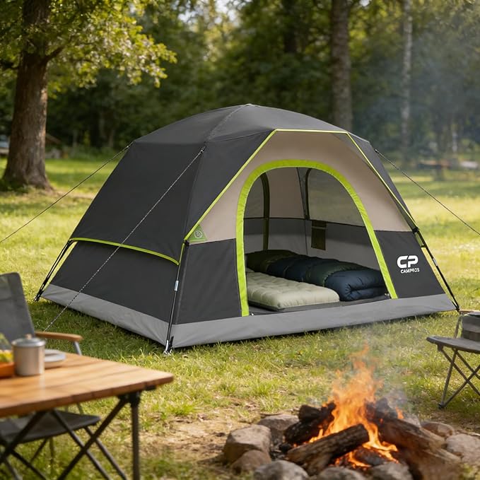 Tents for Camping 4 Person Tent Waterproof Windproof Double Layer Camping Tent Easy Setup Dome Tent with Large Mesh Windows &amp Wider Door for Outdoor Camping &amp Hiking