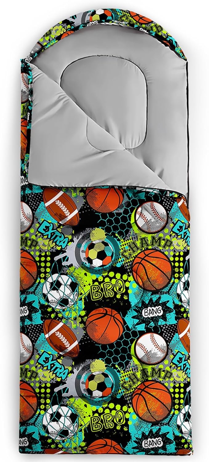 AILONEN Cartoon Camping Sleeping Bag for Boys Girls AdultsLightweight &amp Waterproof3 Season Warm &amp Cold WeatherPortablePrinted Sleeping BagTravelingCampingHiking