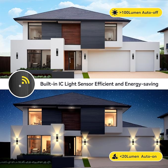 LED Square Up &amp Down Wall Lights 2 Pack 15inchOutdoor Wall Lights 3000K Aluminum Body Waterproof IP65 Exterior Light Fixtures Wall Mount Up Down Porch Lights Outdoor for House Porch Garage