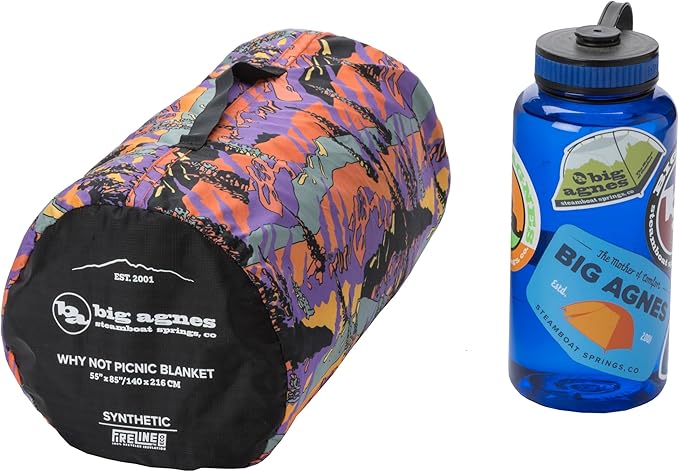 Big Agnes Why Not Picnic Blanket- Waterproof Outdoor Blanket with Insulation Hidden Pocket &amp Stuff Sack for Camping Beach &amp Concerts Zirkel Alpenglow 55x85