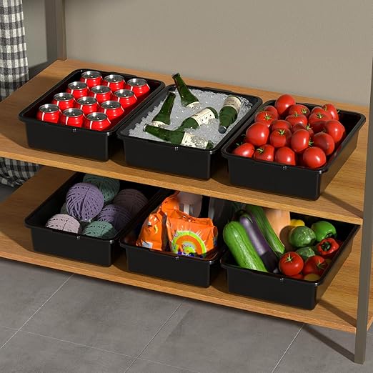 Sadstory 8 L Plastic Small Commercial Bus Tubs Food Service Bus Tub Tote 18 Packs Black