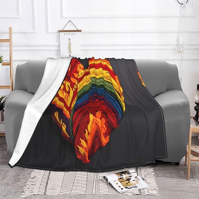 Love Flag Soft Fleece Blanket 60 * 50 inch Soft Sofa Blanket Suitable for Sofa Camping Travel Night Cover Blanket
