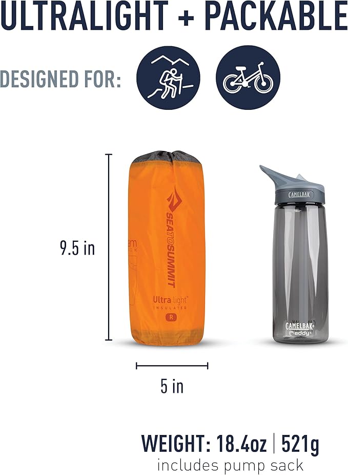 Sea to Summit Ultralight Insulated Backpacking Sleeping Pad Regular (72 x 21.5 x 2 inches)