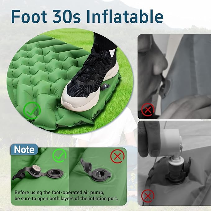 Ultralight Backpacking Sleeping Pad for Camping with Inflatable Neck Camping Pillow Lightweight Inflatable Sleeping Pad for Adults Portable for Hiking Car Travel - Durable &amp Comfortable