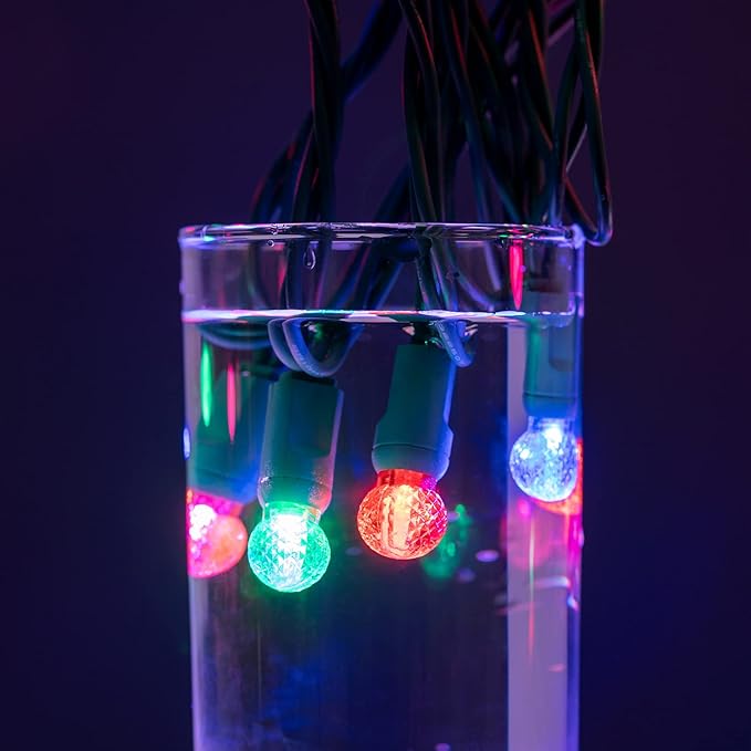 YULETIME Multicolor One-Piece G12 Raspberry Christmas Lights 140 Count 48 Feet 2 Sets 70 LED 24 ft High Waterproof UL Certified String Light (Multicolor)