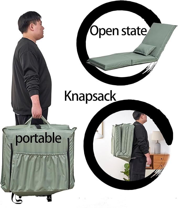 Foldable Portable Chair for Outdoor Travel Picnic BBQCamping Folding Adults with Carry BagPortable Chair for Outdoor Travel Fourteen Position Adjustable Recliner