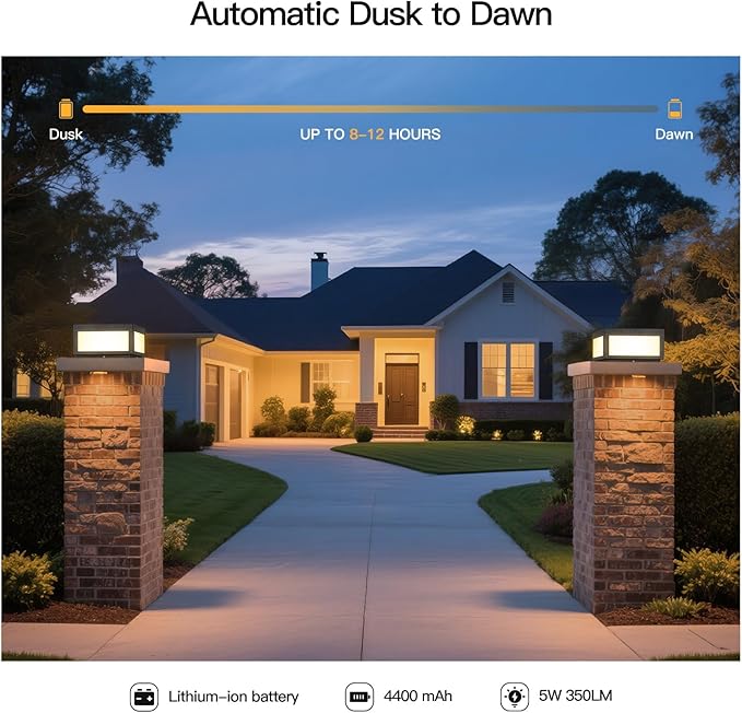 Solar Post Lights Waterproof 11.8 Solar Pillar Lights Outdoor Modern Gate Column Lights Large Square Solar Lantern 3000K LED Entrance Column Lamp for Deck Patio Outside Pool Stone Pillars