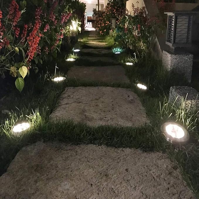 ZGWJ 8 Pack Solar Ground Lights8 LED Solar Garden Lights Outdoor Waterproof Landscape Lighting for Yard Walkway Patio Lawn Driveway Decoration Warm White