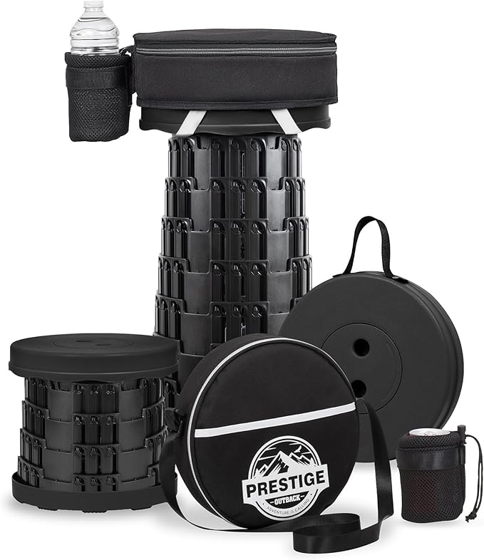2025 Upgraded Collapsible Stool &amp 3-in-1 Cushioned Carry Bag Adjustable Height Folding Stool Telescopic Camping Chair Retractable Seat or Footrest for Outdoors &amp Travel Max 620lbs