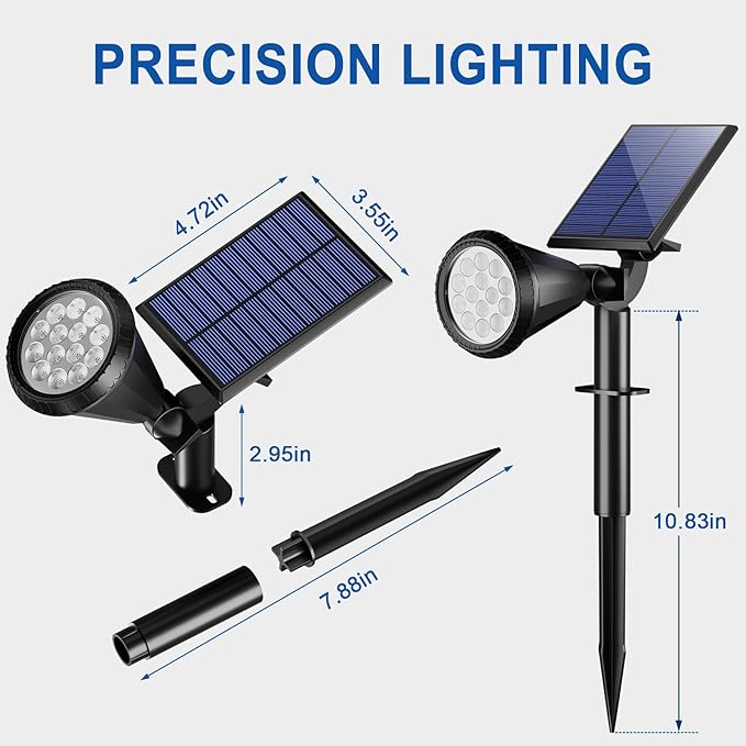 WELALO Solar Spot Lights Outdoor Waterproof IP65 10 Pack 4 Lighting Modes Solar Powered Landscape Spotlights with Auto On/Off Solar Garden Christmas Yard Pathway Wall Lights for Outside Cool White