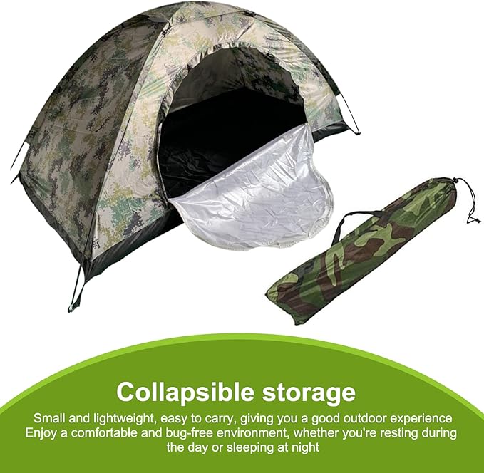 One Man Tent 1 Person Tent Waterproof Windproof UV-Resistant One Man with Mesh Ventilated Bug-Proof Backpacking Foldable Portable Camping for Traveling Beach Hiking