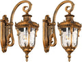 Outdoor Wall Lights Waterproof Aluminum Porch Wall Light for Outside House Patio Yard Garden Gold Gooseneck Exterior Wall Sconce Hardwired Outdoor Acorn Shape Lantern Water Ripple Glass 2pack