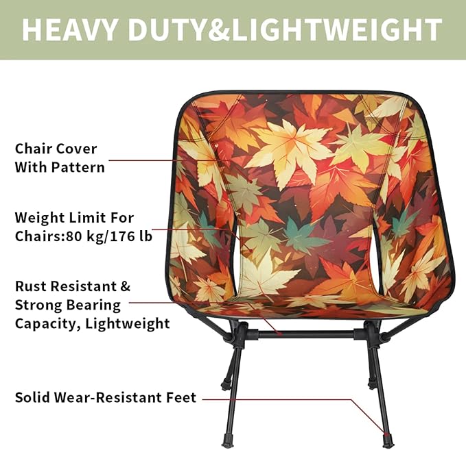 Honeybaby Folding Camping Chair Falling Maple Leaf Camping Chairs Lightweight Portable Chair Outdoor Foldable Chairs for Camping Travel Picnic Beach Hiking