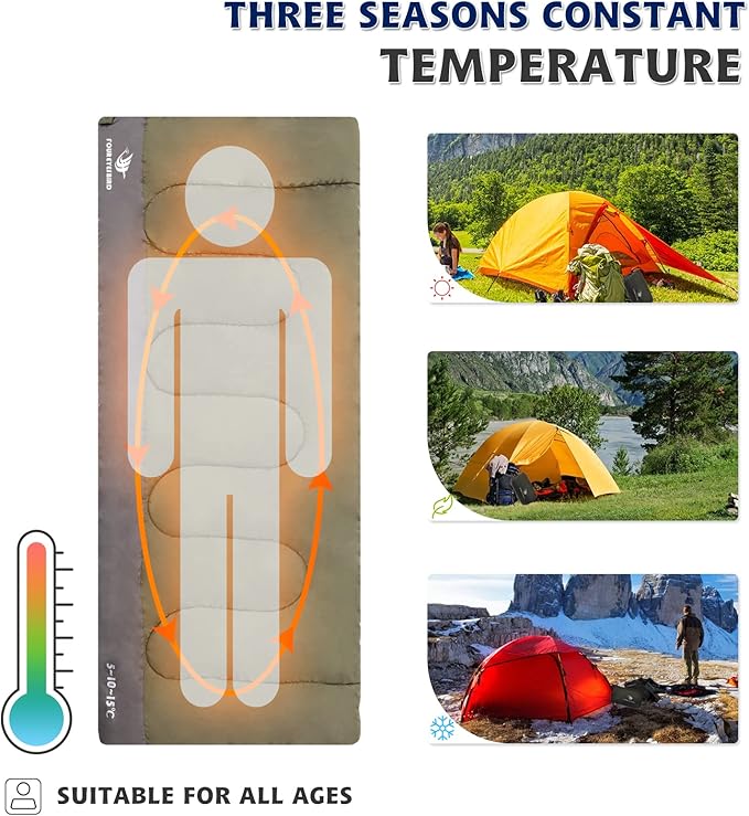 Envelope Sleeping Bag Three Seasons Constant Temperature Sleeping Bag Suitable for All Ages Indoor Hotel Accommodation or Outdoor Travel…