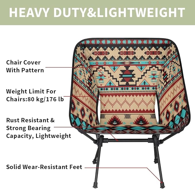 Ethnic Tribe Aztec Pattern Camping Chair Lightweight Portable Chairs for Adults Easy Installation Outdoor Foldable Camping Chair for Camping Fishing Hiking Picnic Beach