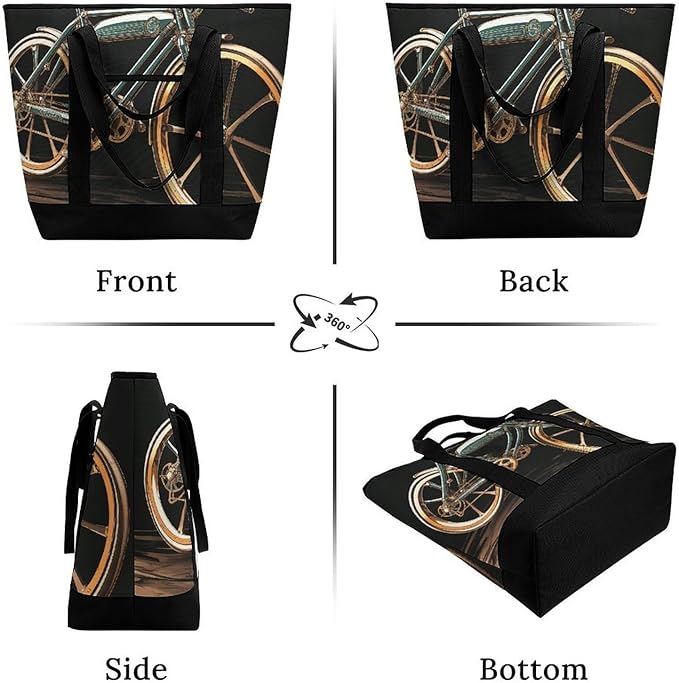 Insulated Shopping BagLarge Reusable Cooler Bags Bike Printed Foldable Shopping BagTravel Waterproof Shoulder Bag