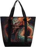 Insulated Shopping BagLarge Reusable Cooler Bags Chinese Dragon Printed Foldable Shopping BagTravel Waterproof Shoulder Bag