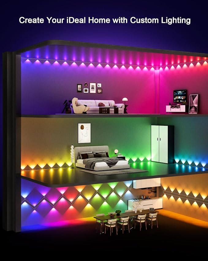 Permanent Outdoor Lights150ft RGB+IC Smart Outside Lights with 90 LED APP Control Dimmable50 Scene Modes for Outdoor Decor IP68 Waterproof Eaves Lighting for Daily Holiday Christmas Decorations