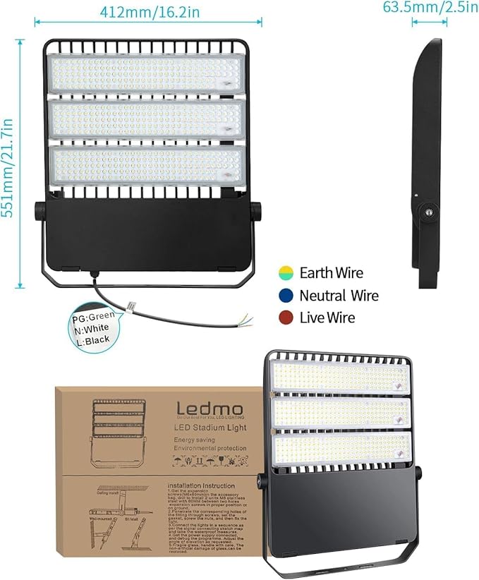 ledmo 360W LED Flood Lights Outdoor Super Bright 50400LM Stadium Lighting Commercial Sports Floodlight with Adjustable Bracket Light up Yard Arena Barn IP65 Waterproof 5000K Tri-Modular (2Pack)