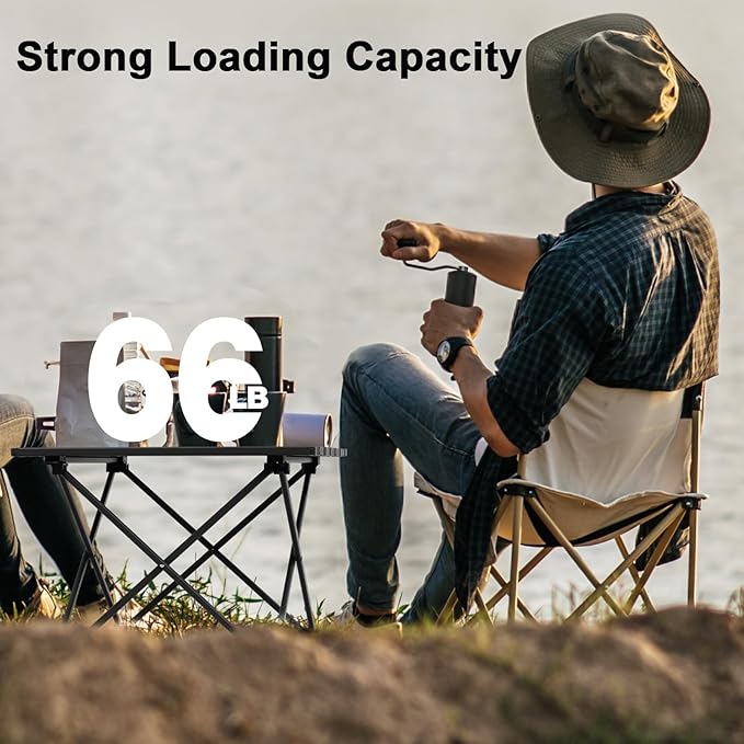 Small Folding Camping Table with Carry Bag Portable Ultralight Compact Aluminum Beach Table Foldable Mini Collapsible Camp Tables for Hiking Picnic Travel Cooking Outdoor Black