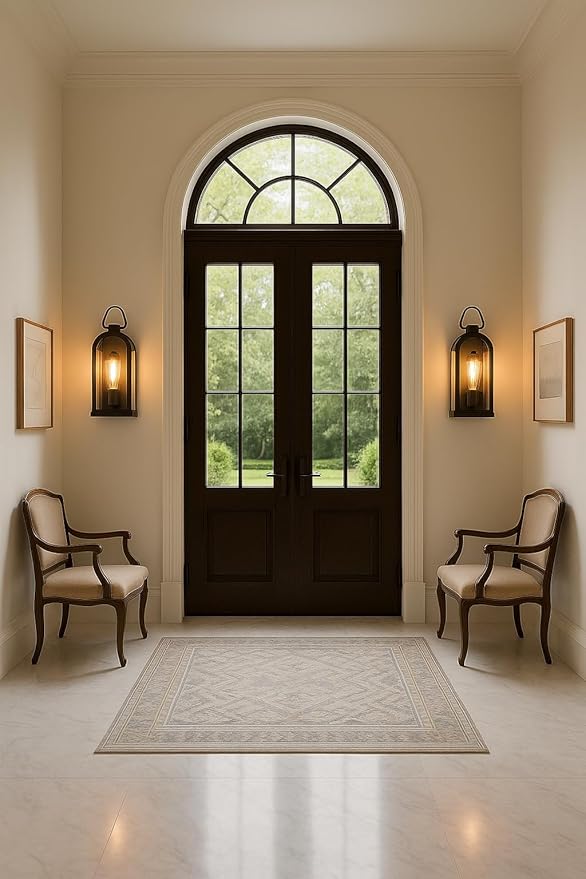 Vintage Outdoor Wall Light Fixture (1 Pcs) - Matte Black Porch Lantern/Exterior Wall Sconce Glass Shade Sturdy Metal Frame Waterproof &amp Anti-Rust Fit for Entryway/Garage/Patio/Doorway E26 Soc