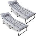 ZONETECH Folding Cot &amp Pad Mattress 4 Position Adjustable 2-Pack PortablePremium Quality for Adult and Kids-Perfect for Camping TravelPatioBeachIndoor &amp Outdoor Activity with Carry Bag