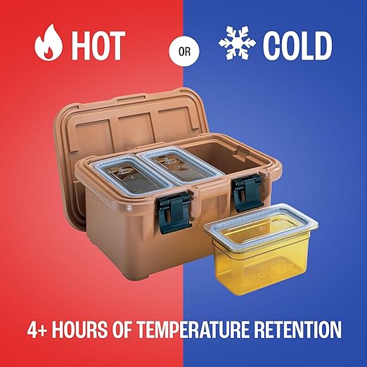 Cambro Insulated Food Pan Carrier - 8 Inch Deep Hotbox and Food Warmer for Catering &amp Transport - Top Load S-Series (Beige)