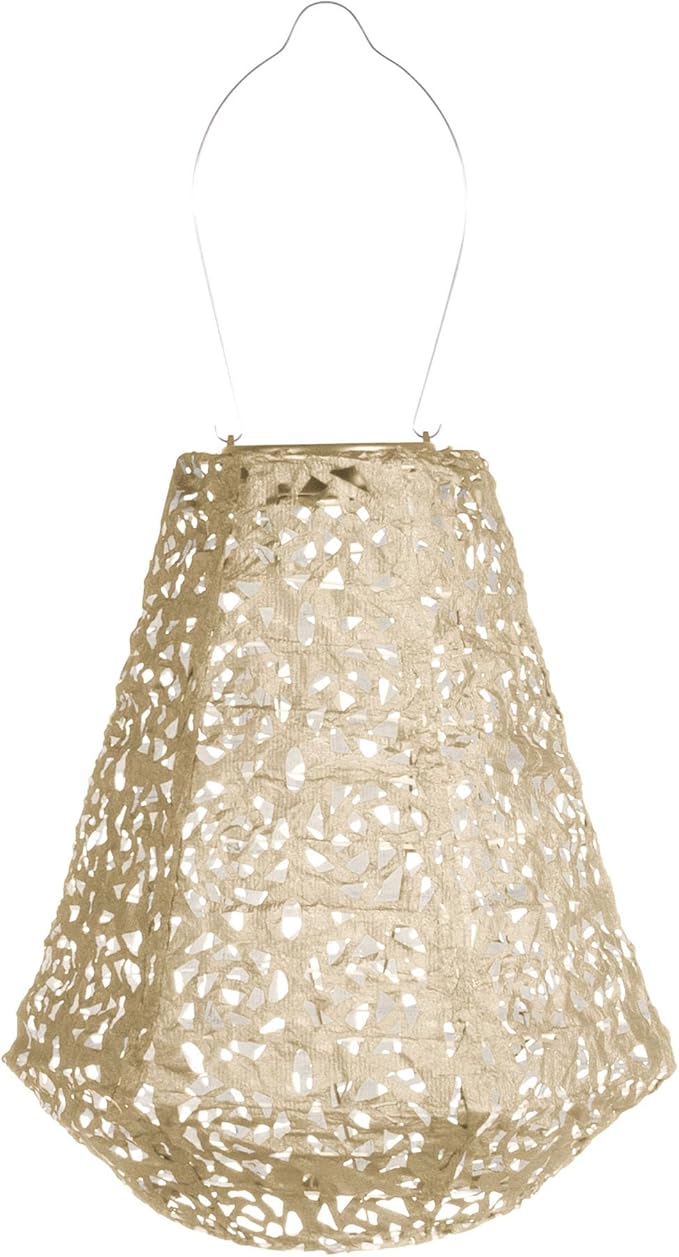 Allsop Soji Stella Prism Solar Lantern 11 LED Outdoor Light Handmade with Weather-Resistant UV Treated Fabric Stainless Steel Hardware Auto Sensor on/Off for Patio Deck Garden