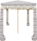 AMMSUN Beach Cabana with Fringe 6.5' x 6.5' Boho Beach Canopy with Tassels Easy Set up &amp Premium Wood Pole Cabana Tent with Sand Pockets Instant Sun Shade for Sand Garden Patio Tan