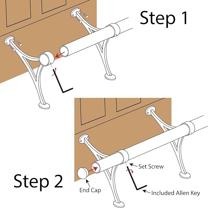 Outwater 2 Diameter x 32' Bar Foot Rail Kit – Complete Undercounter Mount Hardware and Tubing Dome End Cap Polished Chrome Finish