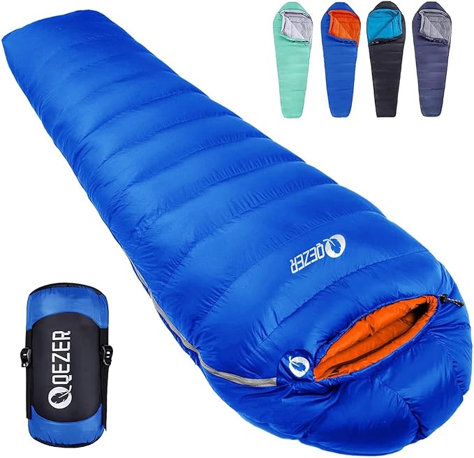 Down Sleeping Bag for Adults 0 Degree Warm Winter Mummy Lightweight Compact Outdoor Sleeping Bag for Camping Backpacking Hiking Cold and Warm Weather with 600 Fill Power Down
