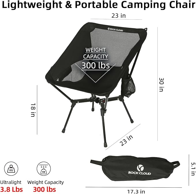 ROCK CLOUD Portable Camping Chair Lightweight Folding Chairs Outdoor for Camp Hiking Backpacking Lawn Beach Sports