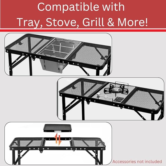 Portable Folding Outdoor Camping Table – 3FT Lightweight Small Foldable Design of 19.6 inch Height for Picnic BBQ Travel &amp Outdoor – Compact Collapsible &amp Durable Camp Tables with Adjustabl