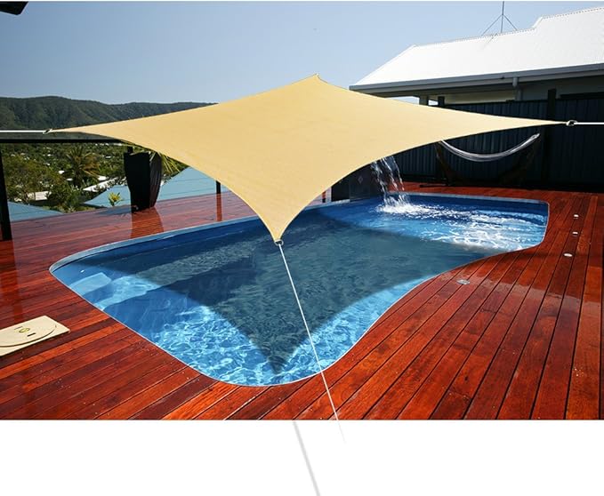 Alion Home Rectangle Shade Sails for Outdoor Playground Pool Shade Sail Deck Driveway - UV Sun Block Fabric (16 x 20 FT Beige)