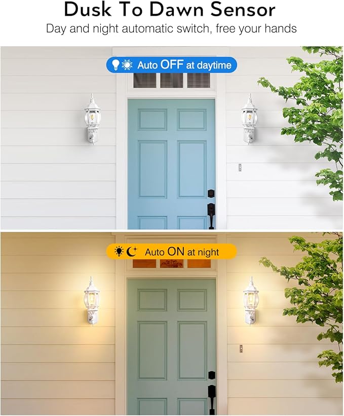 VIANIS Outdoor Wall Sconce White Dusk to Dawn Outdoor Lighting Wall Mounted 100% Aluminum Waterproof Exterior Front Porch Light Fixture for House Modern Outside Lantern Lights for Garage Lamp