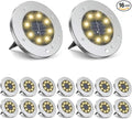 ZGWJ Solar Ground Lights16 Pack Waterproof Solar Garden Lights Upgraded Outdoor Garden Waterproof Bright in-Ground Lighting Landscape Lighting for PathwayYardDeckLawnPatioWalkway Warm White