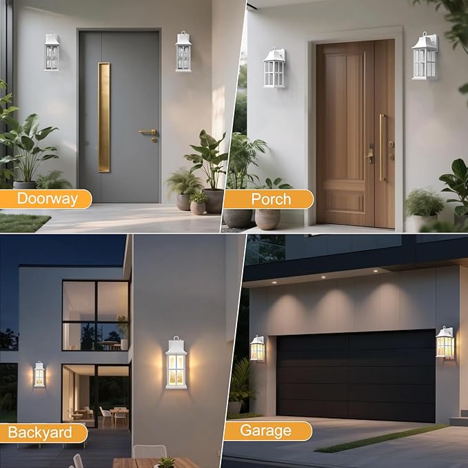 18 Modern Outdoor Wall Lights Aluminium Dusk to Dawn Outdoor Lighting Exterior Wall Lantern Waterproof Porch Light Outside Light for House Garage Patio (1 Pack White)