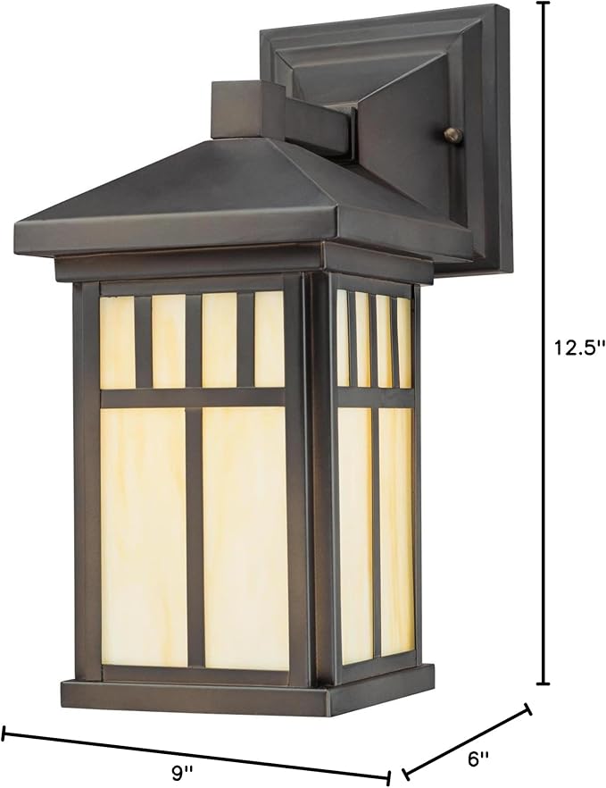 Westinghouse 6732800 Burnham One-Light Exterior Wall Lantern on Steel with Honey Art Glass Oil Rubbed Bronze Finish 1 Pack