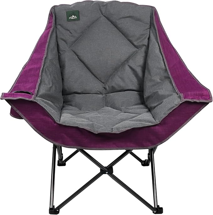 Northroad Oversized Foldable Camping Chair Outdoor Padded Lawn Chair w/Cup HolderCarry Bag for Beach Hiking and PicnicsHeavy-Duty 300-lbs Capacity Purple
