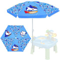 Sweetude Water Table Umbrella (Table Not Included) Kids Seaside Beach Umbrella Picnic Canopy for Summer Toddlers Sand Beach Camping Garden Outdoor Pool Shade Party Supply(Shark Theme)