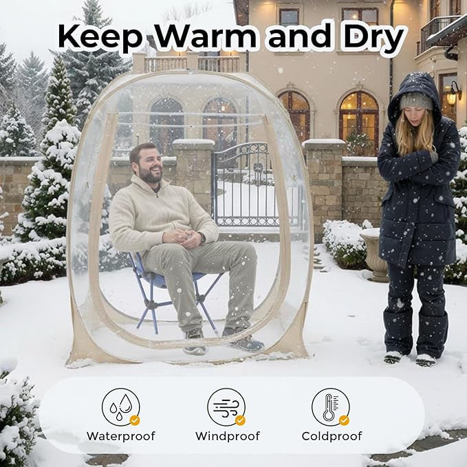 Alvantor® Pop Up Bubble Tent®Large Oversize Igloo Screen House1 Person Cold Protection Outdoor Igloo Winter Tent 4'x4'x5'