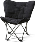 Foldable Butterfly Chair with Soft Microsuede Fabric - Multi-Color Portable Home Seating (Black)